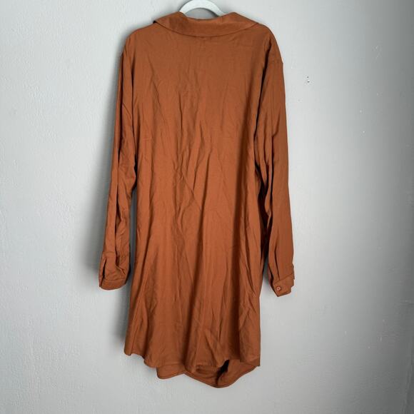 Gianni Bini Long Sleeve Dress Draped Button Down Large Brown New - Picture 8 of 10